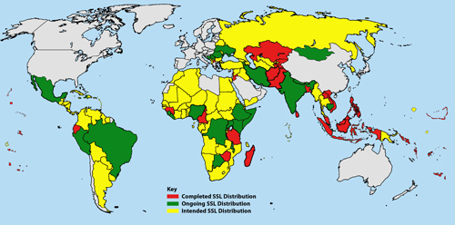 Resources are being given to university libraries, institutions and organizations in the 138 countries shown on this map.